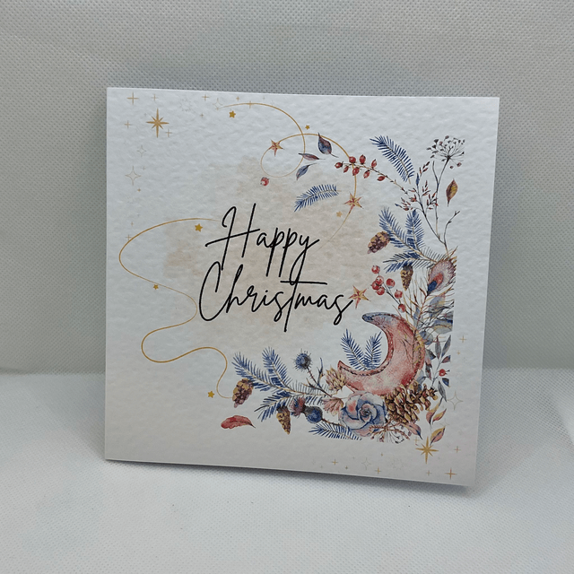 Personalised Christmas card. Traditional Floral design