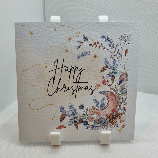 Personalised Christmas card. Traditional Floral design