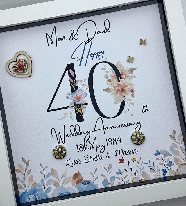Handmade, personalised Anniversary frame.
