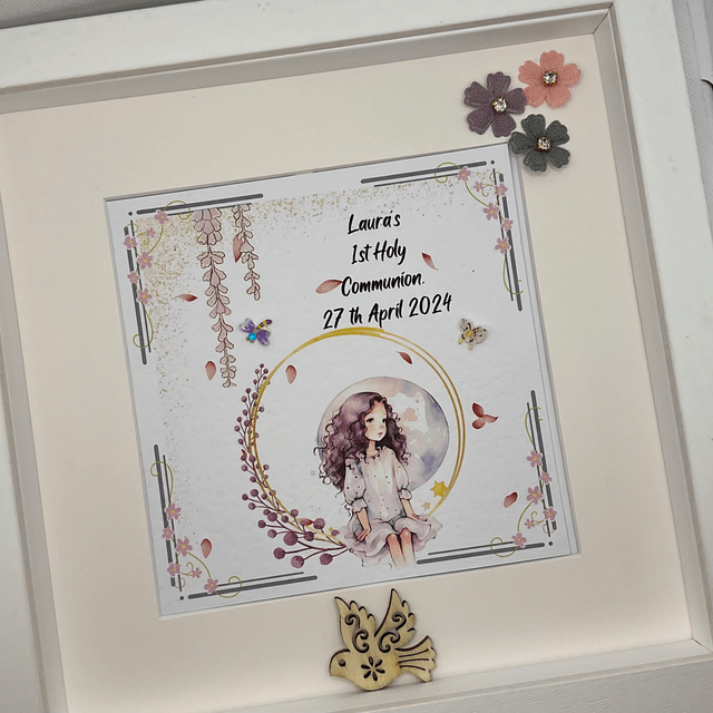 Personalised First Communion frame. Handmade Gift for communions/girls/teenagers/1st Communion Keepsake
