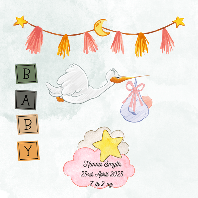 Personalised Christening and New baby frame. Beautiful Handmade frame.