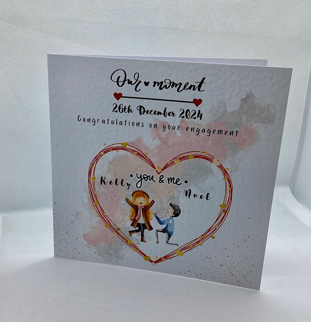 Handmade Personalised Engagement & Wedding Card - Custom Love Greeting. Gift for couples.
