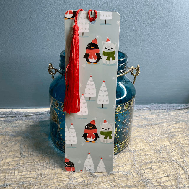 Handmade laminated  Christmas bookmarks. Beautiful gift for book lovers.