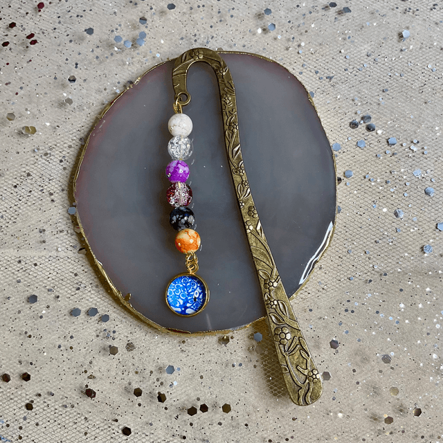 Handmade bookmark. Beautiful bronze colour beaded bookmarks.