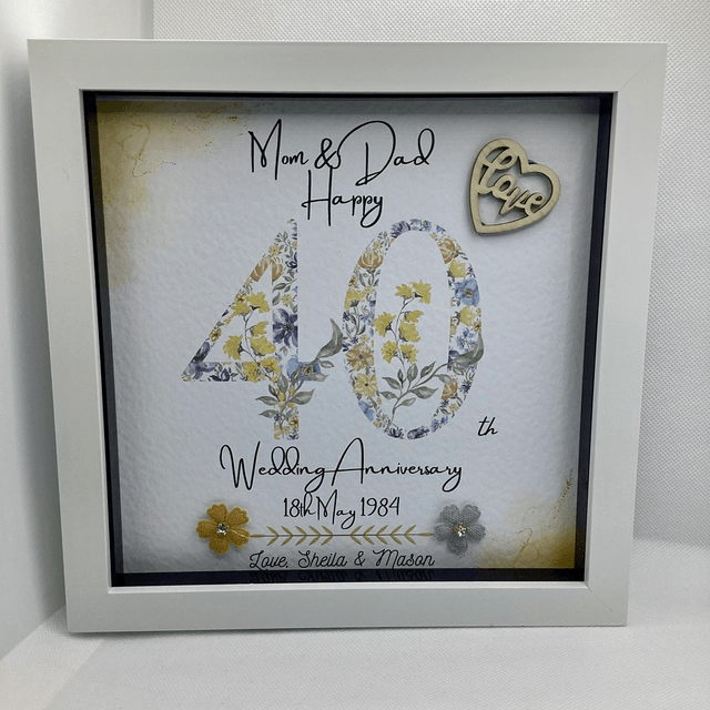 Handmade, personalised Anniversary frame for couples.