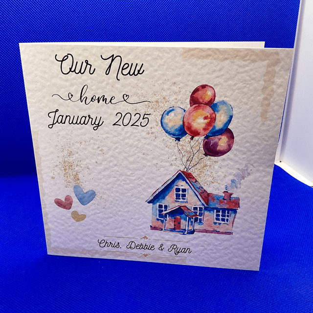 Handmade Personalised New Home Card - Custom Housewarming Greeting.