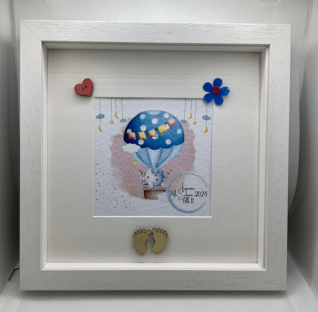Personalised Christening and New Baby frame. Beautiful Handmade gift.