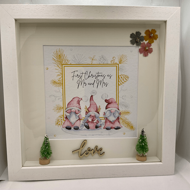 Personalised First Christmas as Mr&Mrs frame. Handmade.