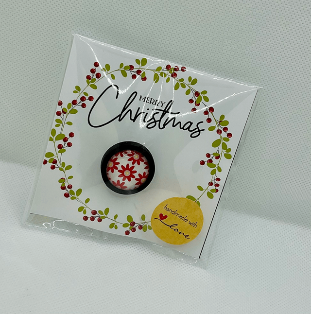 Handmade brooch with Christmas card.
