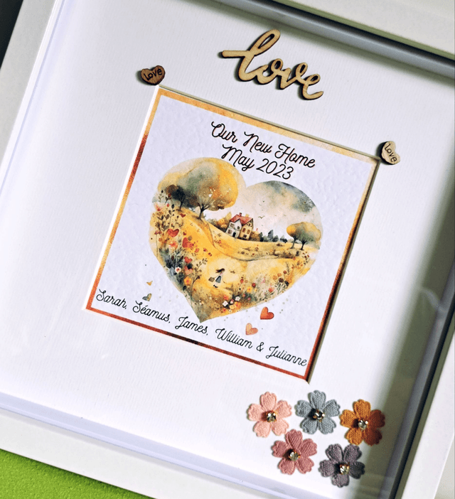 Personalised New Home/ Family frame. Beautiful Family keepsake.