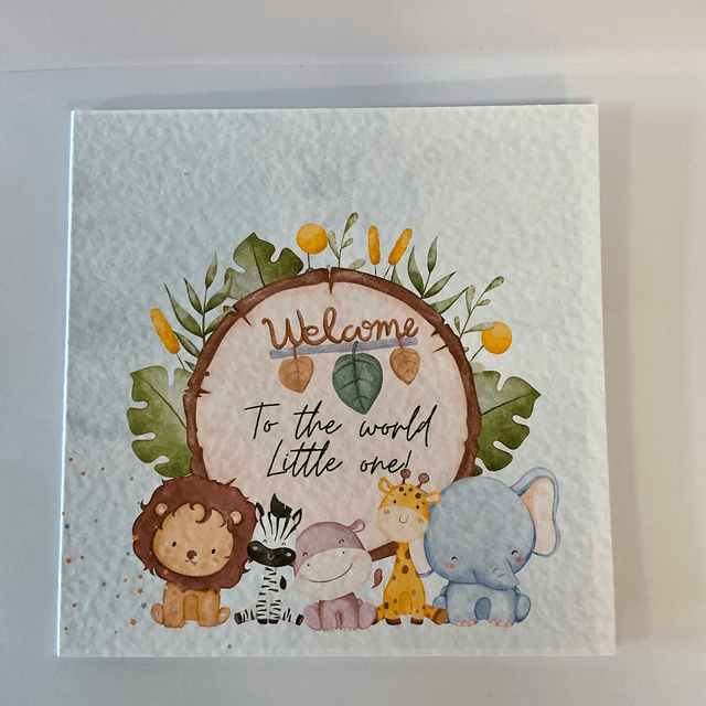 New baby card with cute safari animals.. Personalised.