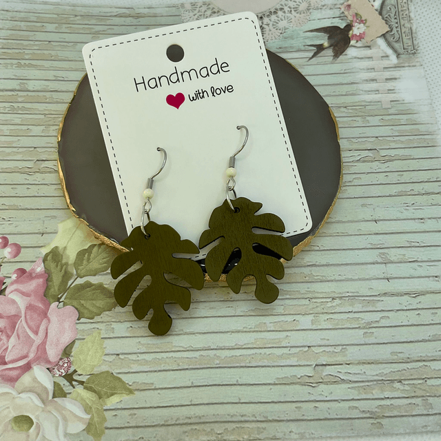 Wooden leaf earrings. Handmade