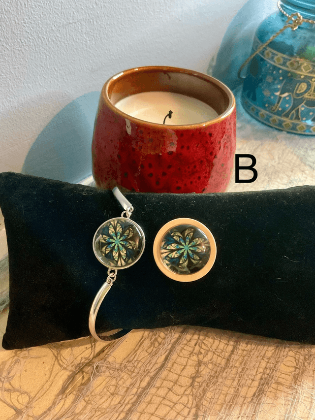 Handmade bracelet with colourful glass cabochon-Handcrafted Colorful jewellery.