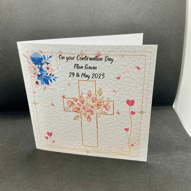 Personalised Religious card. Beautiful cross design.