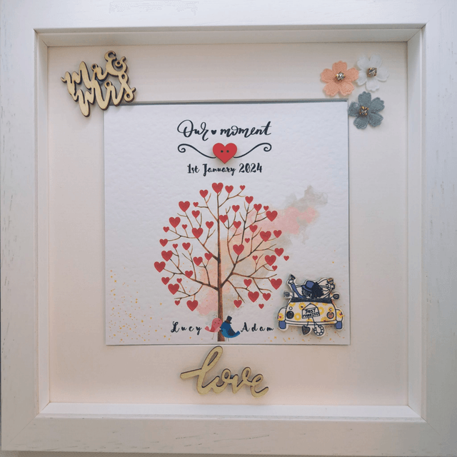 Personalised Wedding and engagement  card with couple’s name. Mr & Mrs bird design. Personalised items available.