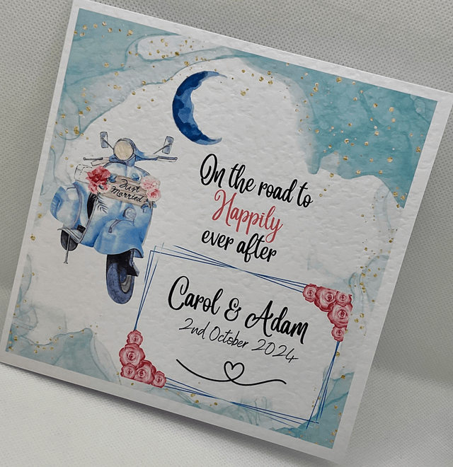 Personalised Wedding card. Fully customisable card for couples. Matching items available.