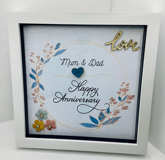 Handmade, personalised Anniversary frame.