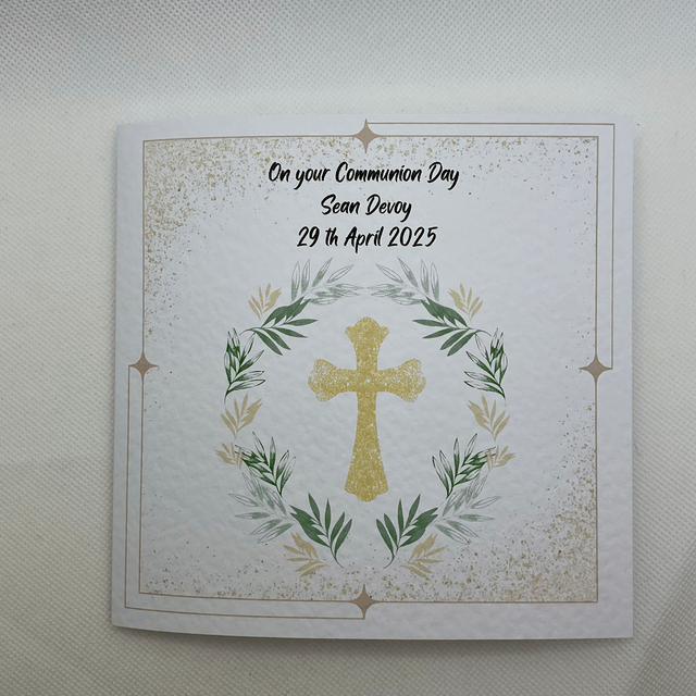 Personalised Religious card . Beautiful cross design.