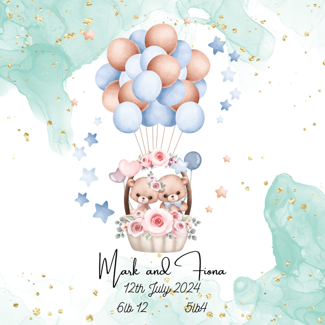 Personalised New Baby/ Christening frame and album for twins. FREE pen and pendant.
