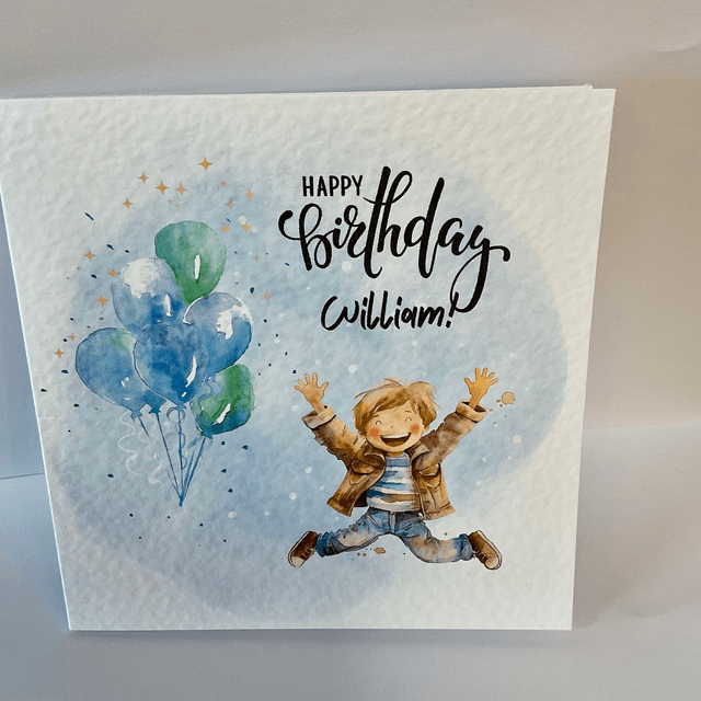 Birthday Card. Cute boy design.Fully customisable.