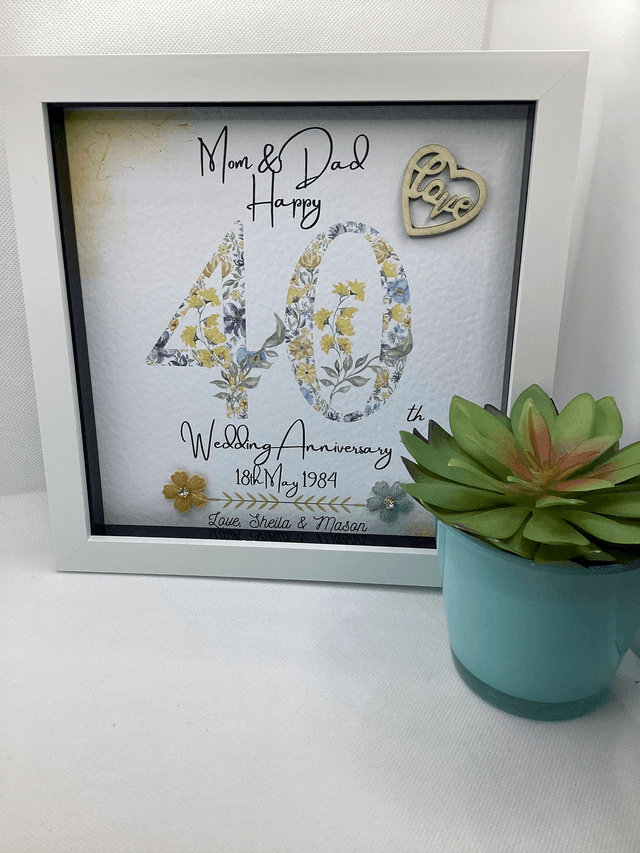 Handmade, personalised Anniversary frame for couples.