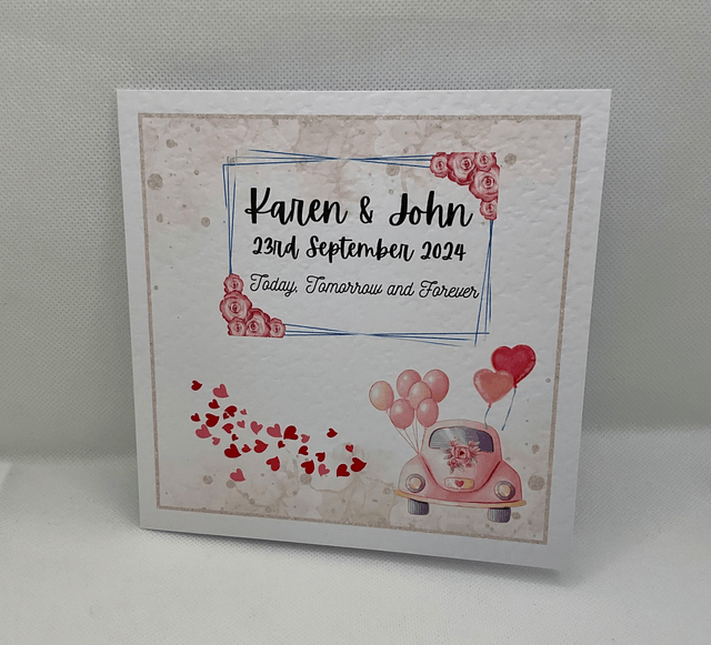 Personalised wedding card. Handmade custom wedding card for newlyweds. Matching items available