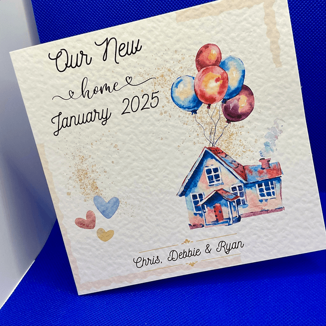 Handmade Personalised New Home Card - Custom Housewarming Greeting.