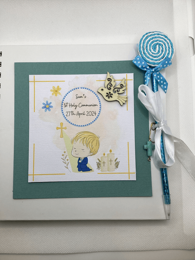 Boys' First Communion and Confirmation Scrapbook album-Personalised with Name and Date.