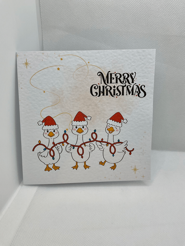 Personalised Christmas card. Cute duck design.