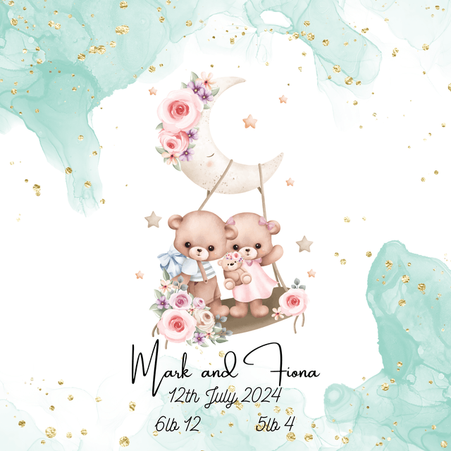 Personalised New Baby/ Christening frame and album for twins. FREE pen and pendant.