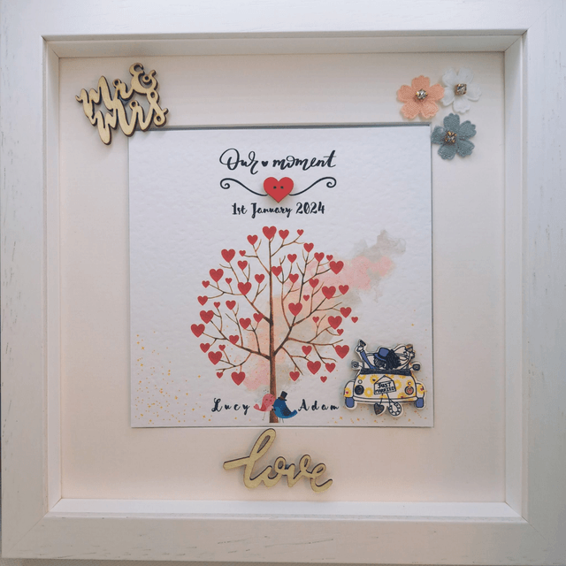 Personalised wedding and engagement frame. Handmade . Gift for Couples