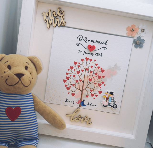 Personalised wedding and engagement frame. Handmade . Gift for Couples
