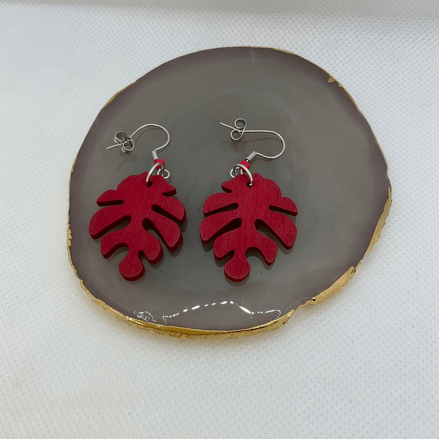 Wooden leaf earrings. Handmade