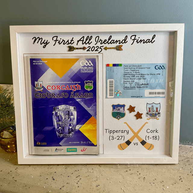 Personalised keepsake memorabilia. Box frame.