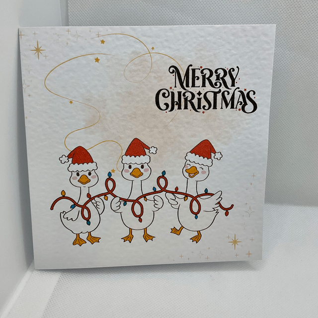 Personalised Christmas card. Cute duck design.