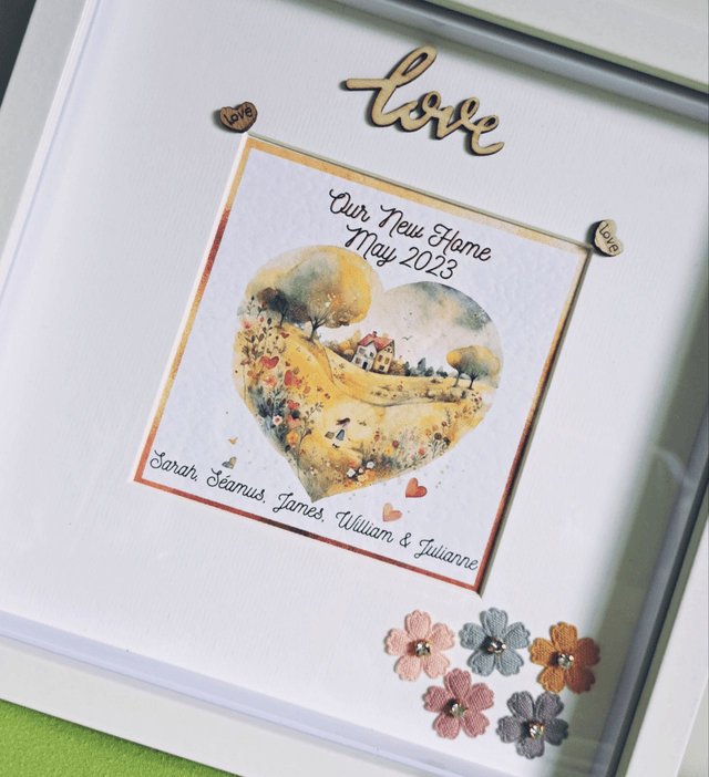 Personalised New Home/ Family frame. Beautiful Family keepsake.