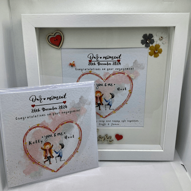Handmade Personalised Engagement & Wedding Card - Custom Love Greeting. Gift for couples.