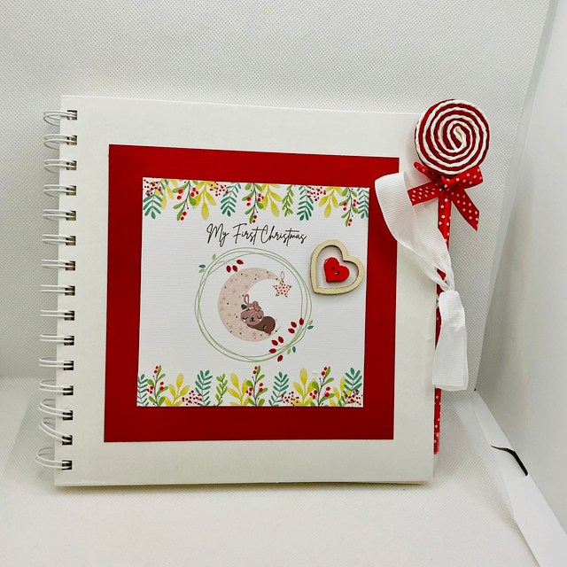 Personalised First Christmas frame and album set. Baby bear design.