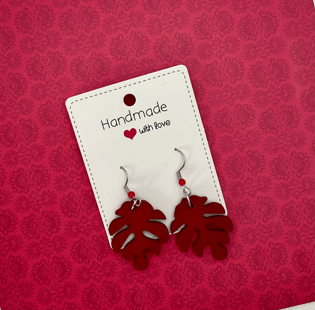 Wooden leaf earrings. Handmade