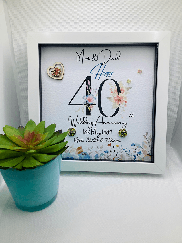 Handmade, personalised Anniversary frame.