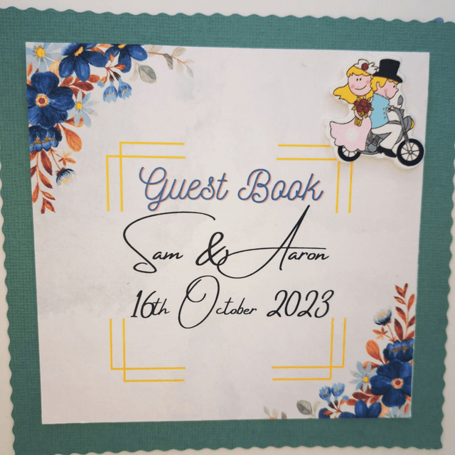 Personalised Wedding Guest book  with FREE pen and pendant . Handmade.