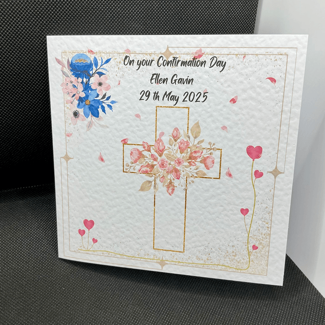 Personalised Religious card. Beautiful cross design.