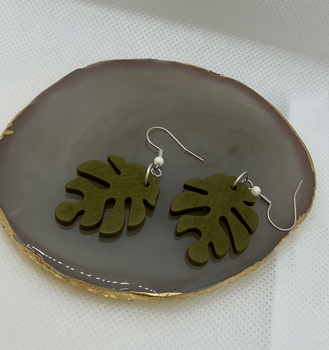 Wooden leaf earrings. Handmade
