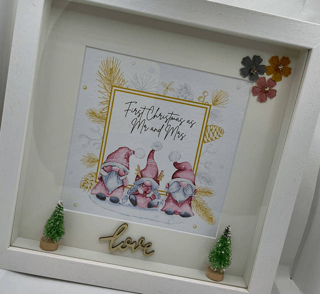 Personalised First Christmas as Mr&Mrs frame. Handmade.