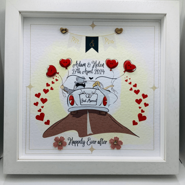 Personalised wedding frame. Handmade wedding gift for couples. Engagement gift.