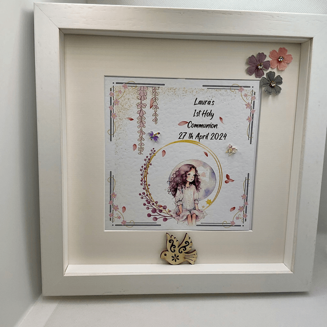 Personalised First Communion frame. Handmade Gift for communions/girls/teenagers/1st Communion Keepsake