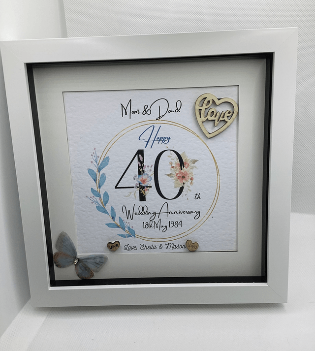 Handmade, personalised Anniversary frame.
