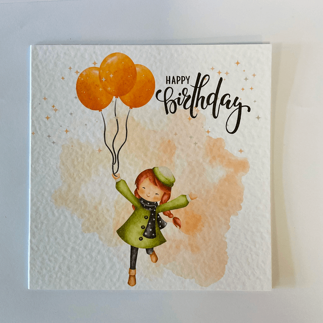 Birthday Card.Fully customisable.Cute girl design.