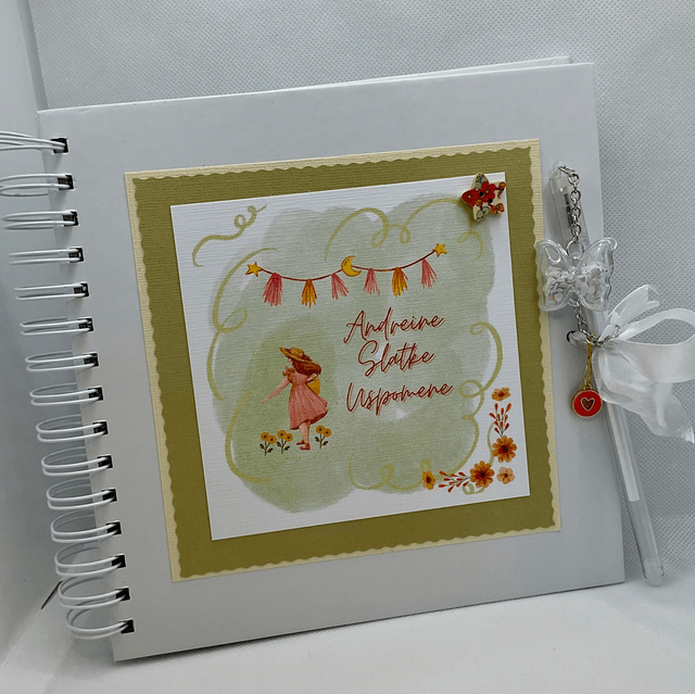 Handmade, personalised scrapbook / photo-book with FREE pen and pendant. Beautiful teacher and special occasions gift.
