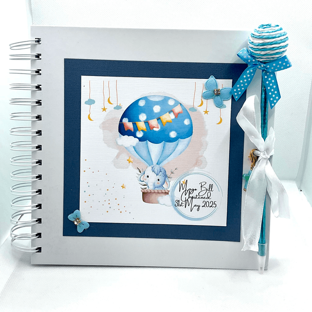 Personalised Christening and New Baby scrapbook photo album with FREE pendant. Beautiful Handmade gift.